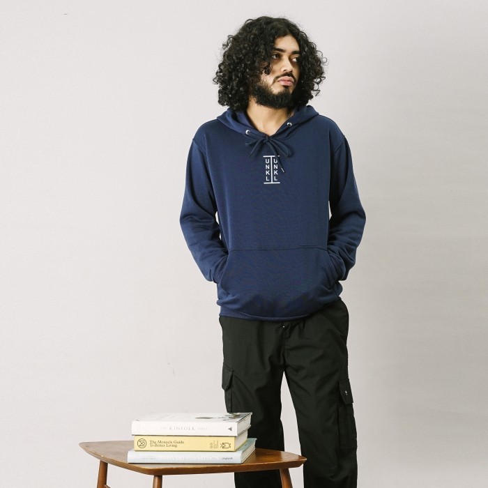 UNKL347 Jacket Hoodie Navy Model Simpel Bahan Fleece AKAM