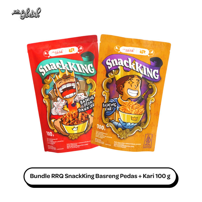 

Bundle RRQ SnackKing - Basreng 1 Pedas 1 Kari | Premium Chips Snack | Cemilan Pedas Asin
