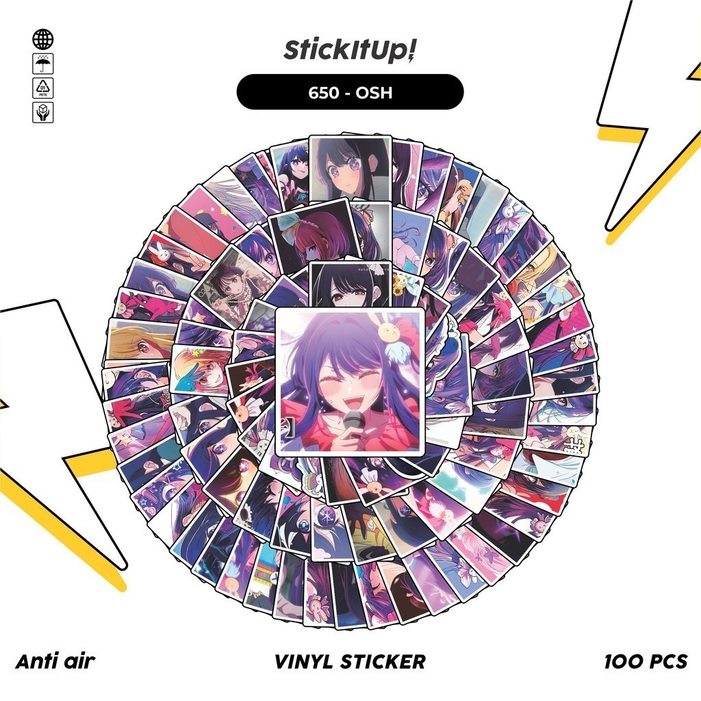 

COD 100 Pcs Stiker Pack Oshi No Ko Lucu Aesthetic Vynil Waterproof untuk Freebies Sticker Buku Journal Casing HP Laptop