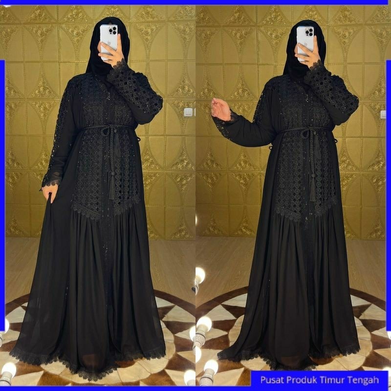 Gamis Abaya Hitam Cantik Bagus Untuk Pesta Dan Acara Mewah Elegant Original Import Dari Mesir Arab S