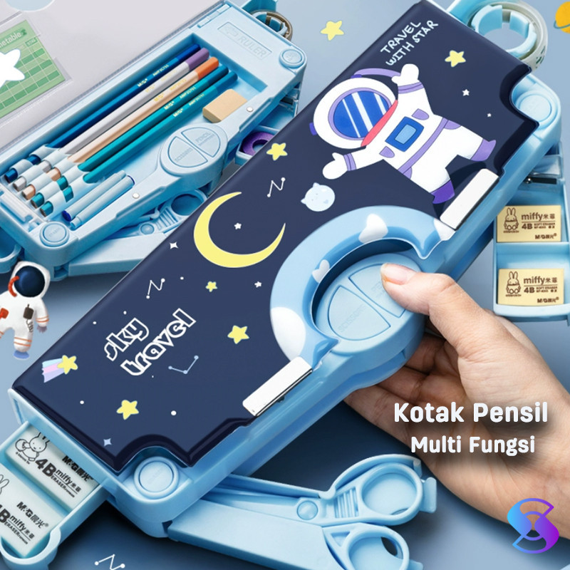

Tempat Pensil/Pouch/Kotak Pensil Multifungsi Lengkap Peruncing Gunting Isolasi Penghapus Penggaris-Suning Mall