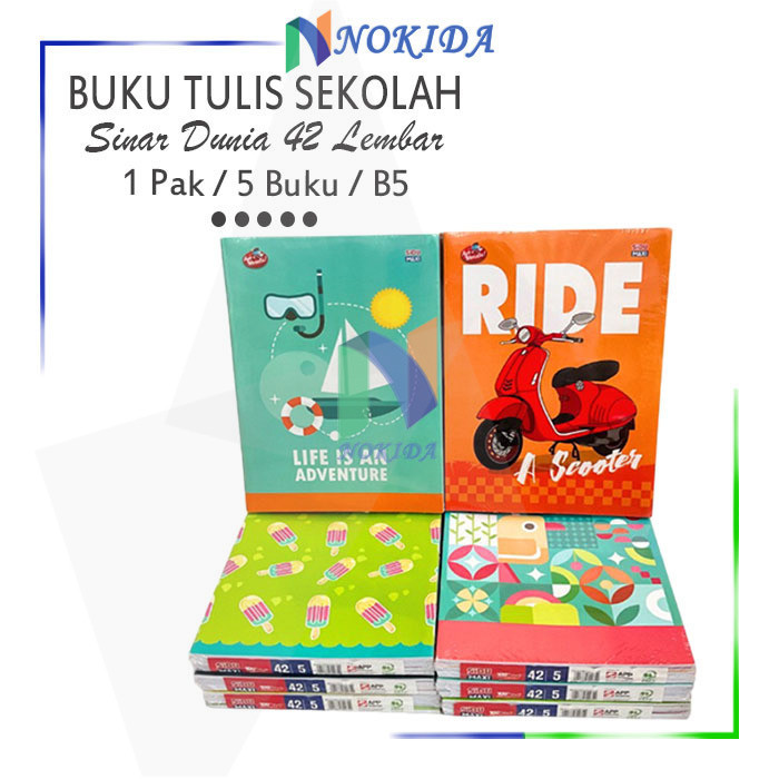 

Nokida Buku Tulis Besar Sidu Maxi 42 Lembar [1 Pak/5 Buku] / Alat Tulis Sekolah ATK Buku Boxy Panjang Kampus 1 Pack / Buku Campus Tebal 1 Pak B5 SMP SMA