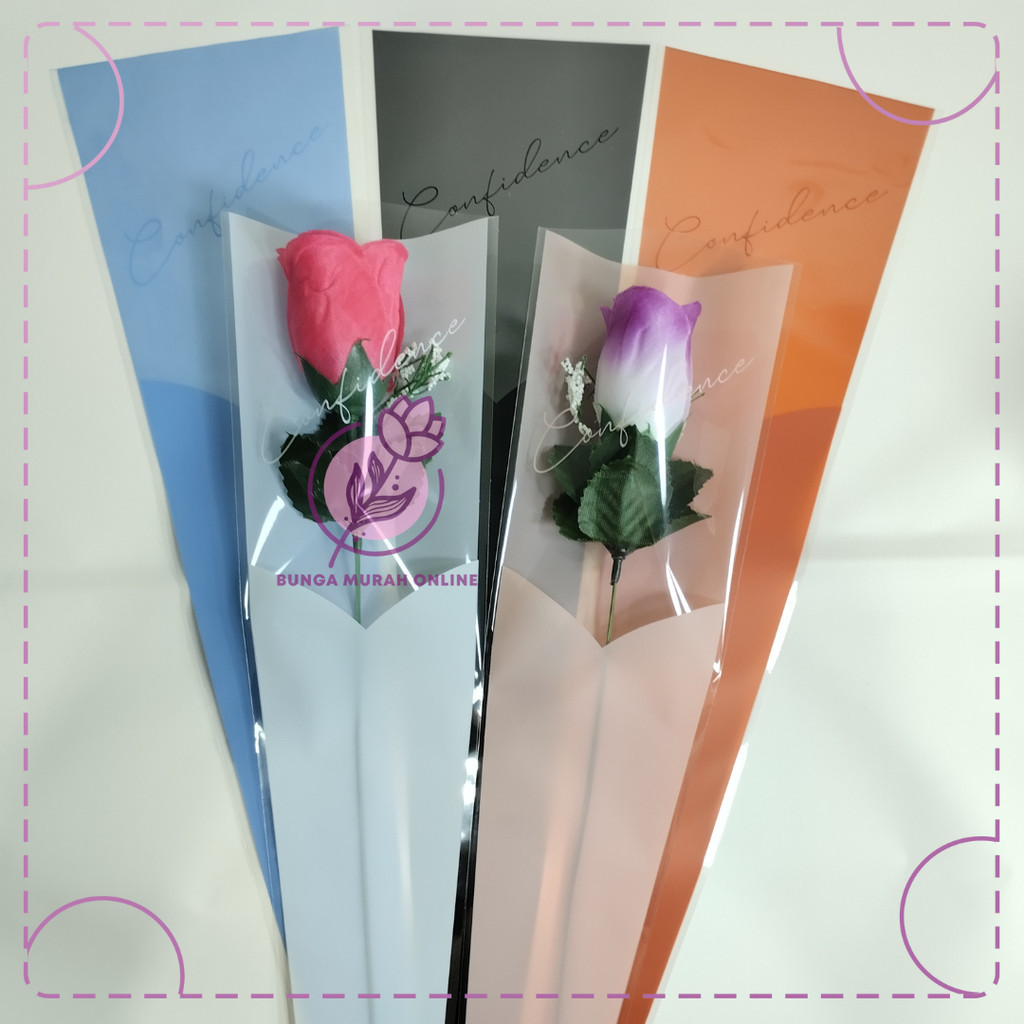 

(50 LEMBAR) Plastik Single Flower CONFIDENCE / Single Rose / Wrapping Rose