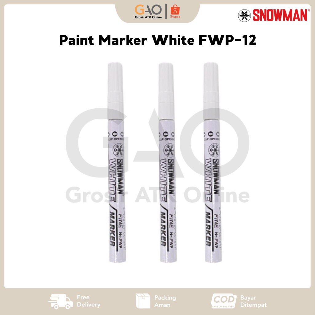 Paint Marker White Snowman FWP-12 / Spidol Putih Kecil Snowman FWP-12