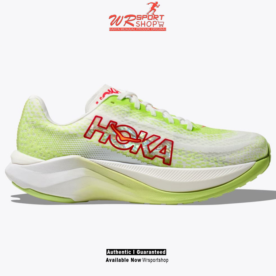 Sepatu Lari Wanita Hoka Mach X - Lettuce / White ORIGINAL