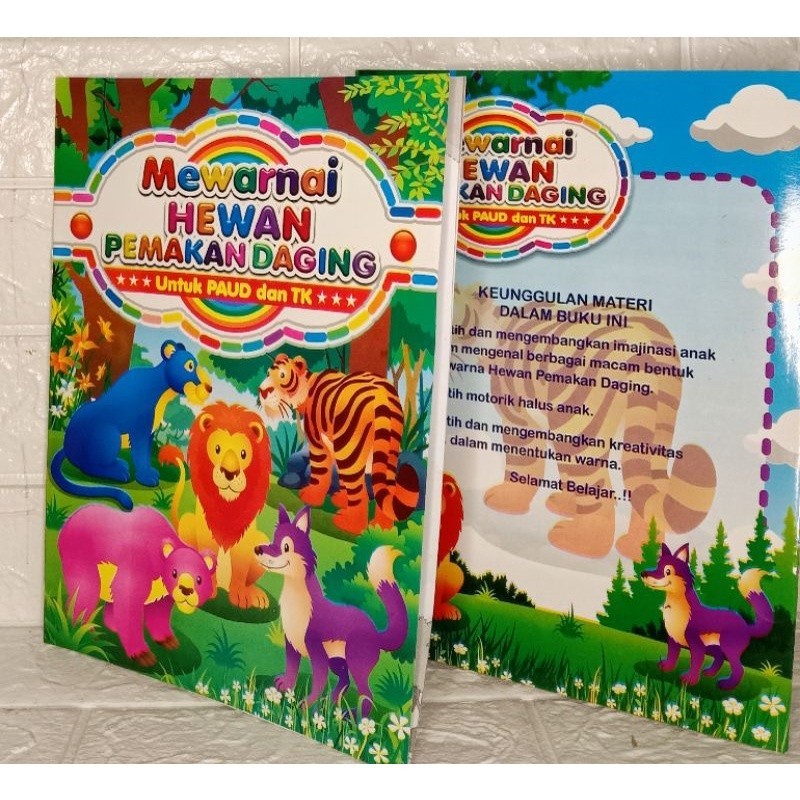 BUKU PREMIUM MEWARNAI HEWAN PEMAKAN DAGING UNTUK ANAK TK dan PAUD COD