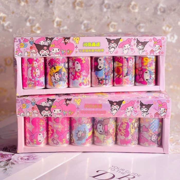 

1 Roll Sticker Sanrio Melody Kuromi Cinnamoroll Anak Perempuan Notebook Diary DIY Lucu