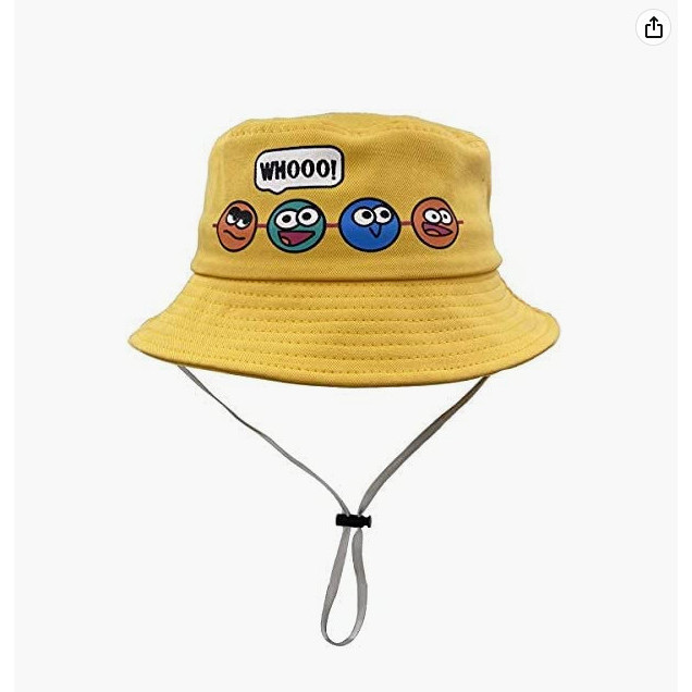 Topi Bucket Anak Model Tali Emoji Usia 1 - 4 Tahun Bucket Hat Kids - Hitam
