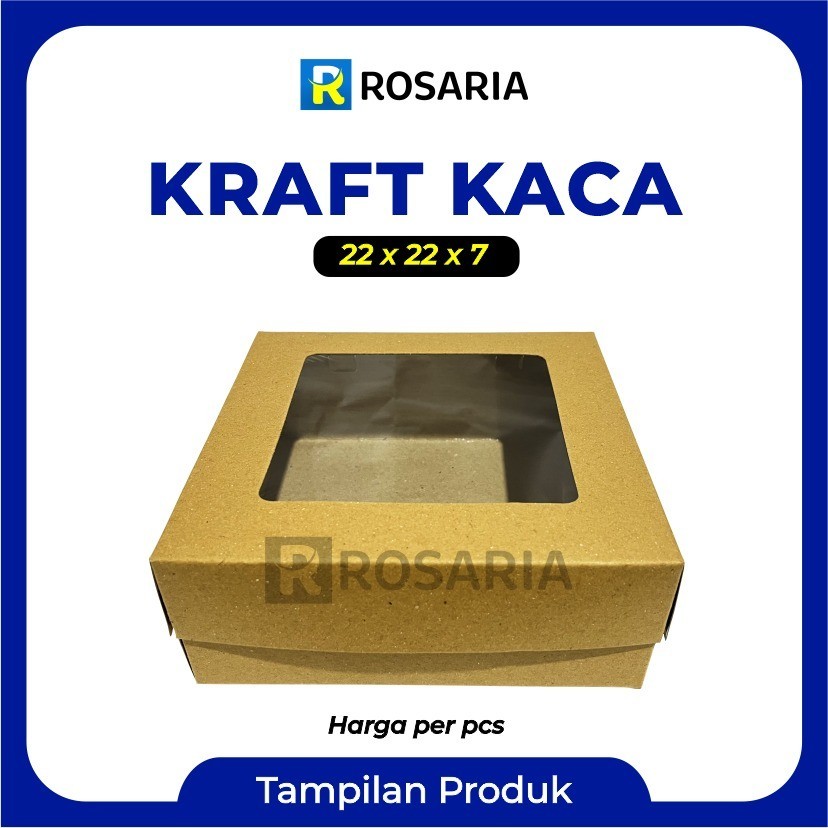[ 10 pcs ] KOTAK KRAFT KACA Uk 22x22x7 cm Coklat Kaca Laminasi Dus makan laminasi