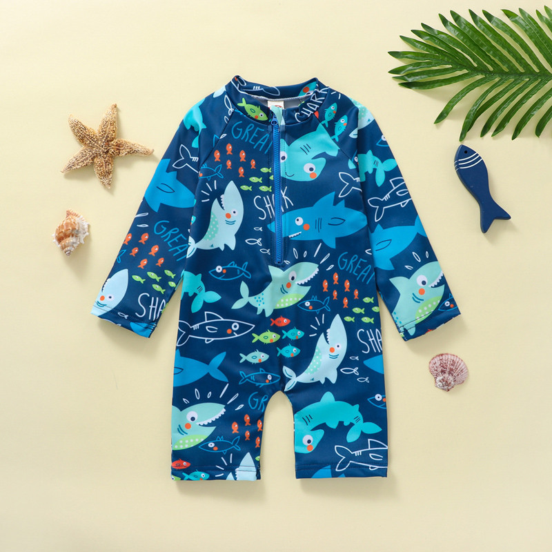 ISS-Baju Baju Monyet Anak Laki-laki, Pakaian Renang Bodysuit Kolam Pantai Ritsleting Leher Bulat Len