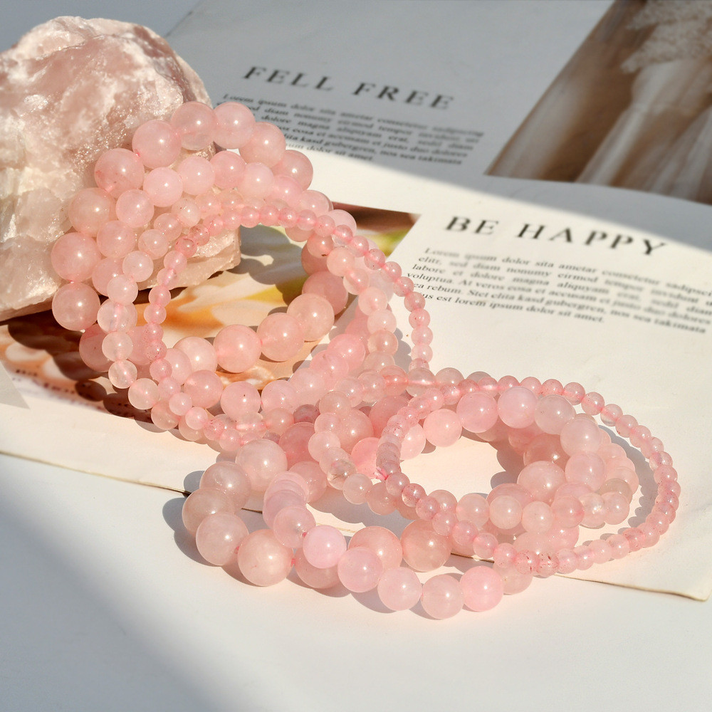 Gelang Batu Natural Batu Kristal Rose Quartz | Kristal Penyembuhan