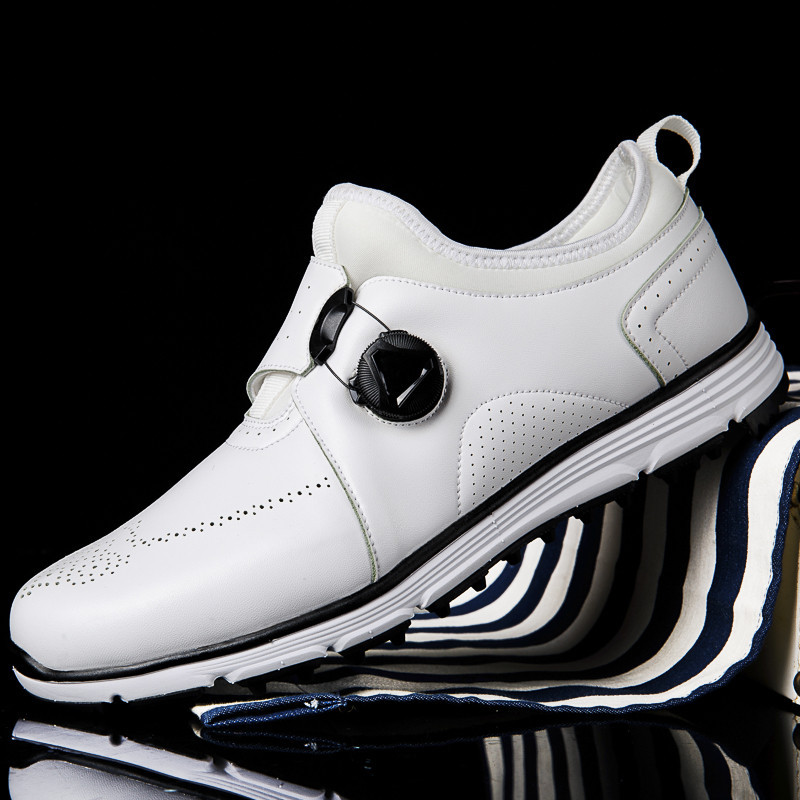 Comfortable Golf Shoes Men Fast Laces Training Sneakers Anti Slip Spikeless Golf Boots Junior Leathe