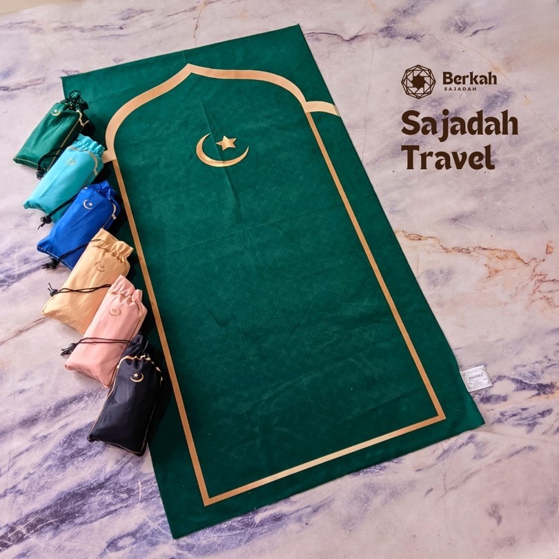 Sajadah Turkey Travel Free Pouch Tas Travel Sajadah Umroh Haji Perlengkapan Muslim Sholat 57x102cm R