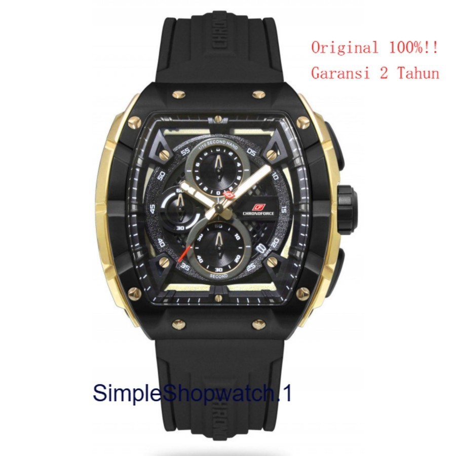Original 100% Jam tangan pria Chronoforce CF5336MG Black + Free Tali CF5336 Garansi resmi 2 Tahun