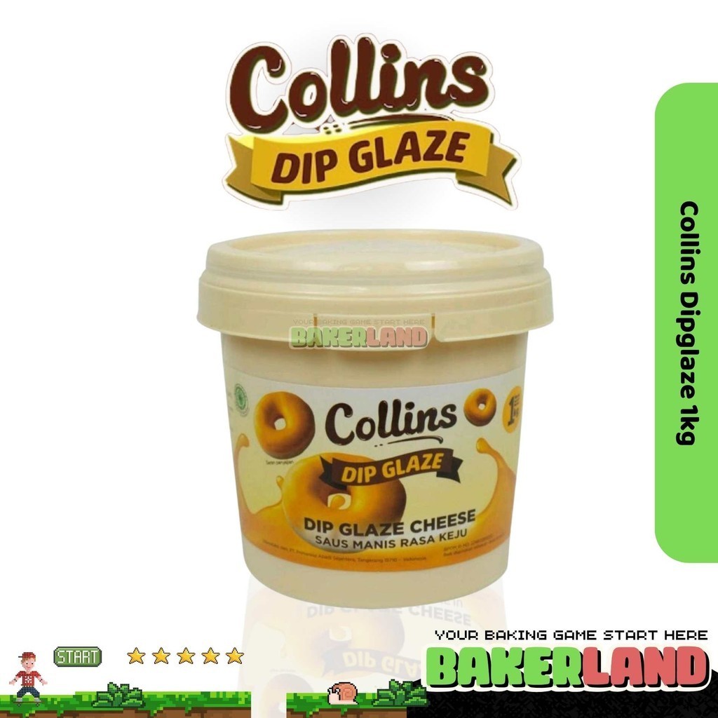 

Collins Dip Glaze Cheese 1kg / Dip Glaze / Dip Glaze Collins / Toping Donat / Toping Es kulkul /Toping Roti bakar / Toping Kue