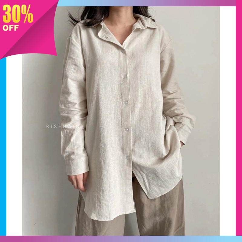 Baju Bahan Premium Style Korea Wanita Murah Bagus / Nira oversize shirt - kemeja basic polos wanita 