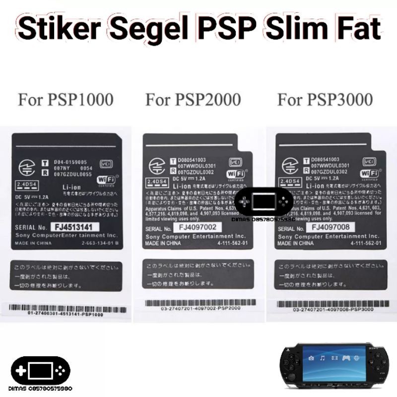 Stiker Segel PSP Slim Fat Sticker 1000 2000 3000 Void Baterai Battery