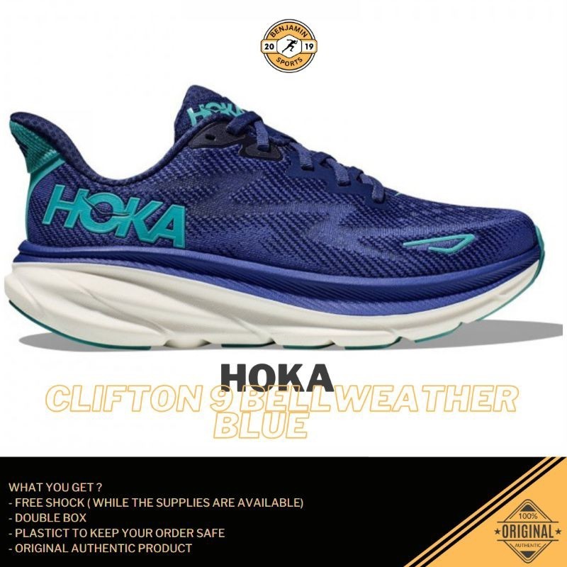 Hoka Clifton 9 Women's Road Running Shoes - bellwether / Blue