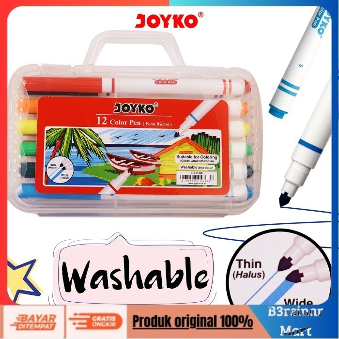 

[COD] DISKON Color Pen Pulpen Pena Warna Joyko CLP04 12 Warna Colors Berkualitas