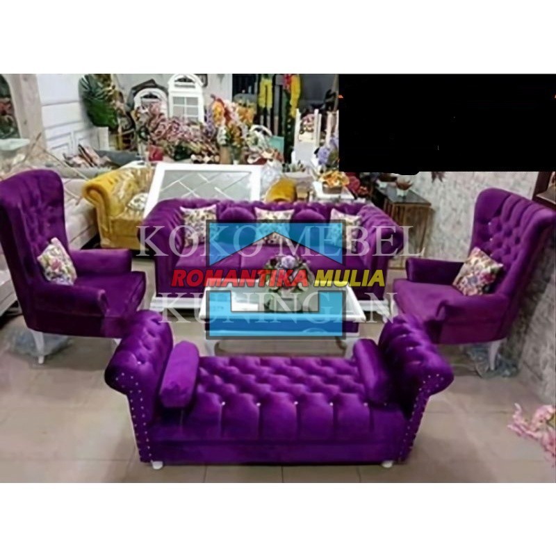 (SIAP KIRIM) Sofa Chesterfeld 3211+MEJA HpL Sofa Tamu Modern Termurah Cirebon Kuningan Majalengka In