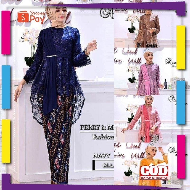 KAIN LEMBUT HALUS ADEM TEBAL / COD GRATIS ONGKIR SET KEBAYA SELENDANG AURA - KEBAYA MODERN - KEBAYA 