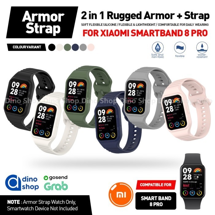 2in1 Rubber Strap with Bumper Case Armor for XIAO MI BAND 8 PRO
