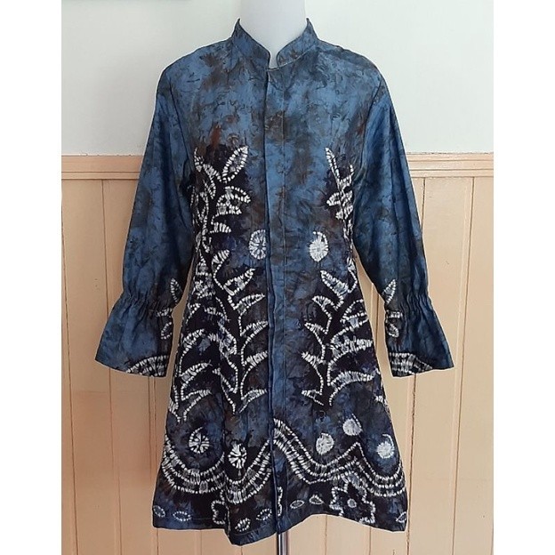 Tunik Sasirangan Baju Atasan Kerja Muslimah Bahan Katun Jumputan Banjarmasin Kalimantan Handmade Uk 