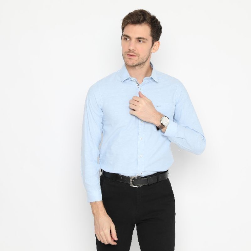 Dbritano Kemeja Pria biru polos RICARDO - DBRITANO oxford Lengan Panjang 22169 32490