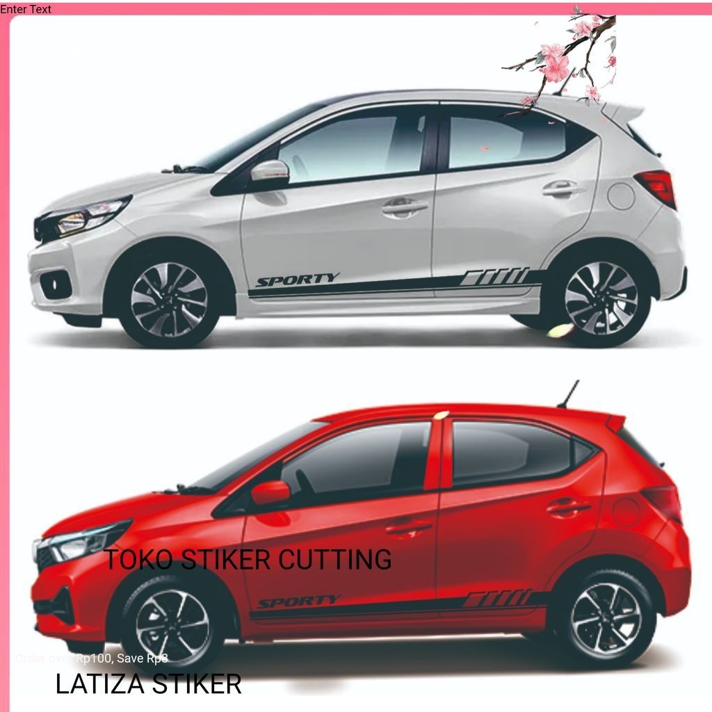 CUTING STIKER MOBIL STIKER LIS STRIPING MOBIL Stiker Cutting Mobil Brio Putih Hitam Merah Agya Ayla 