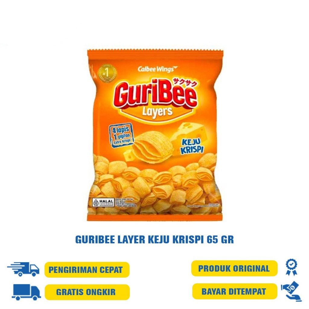 

Calbe Wings Guribee Snack Layers Jumbo 65GR | LAYER KEJU KRISPI | RUMPUT LAUT | BBQ BALADO