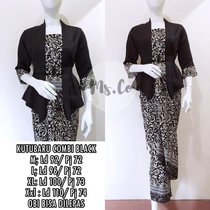 

promo ✨ -Setelan Kebaya Kutu Baru Combi Hitam Dan Merah