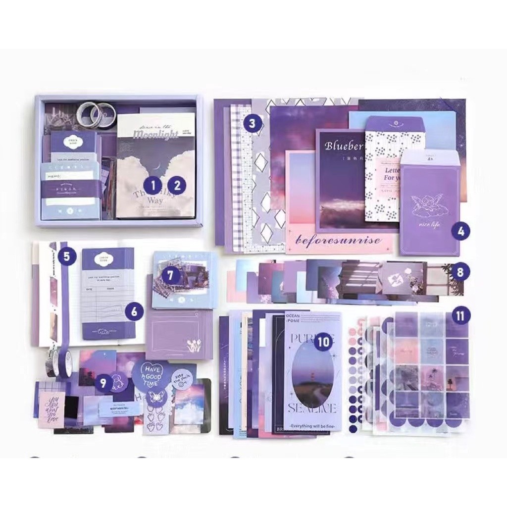 

mh 155pcsJournal Kit Set Gift Box / Paket Set Agenda / Notebook lucu/diary lucu / Buku Tulis Catatan