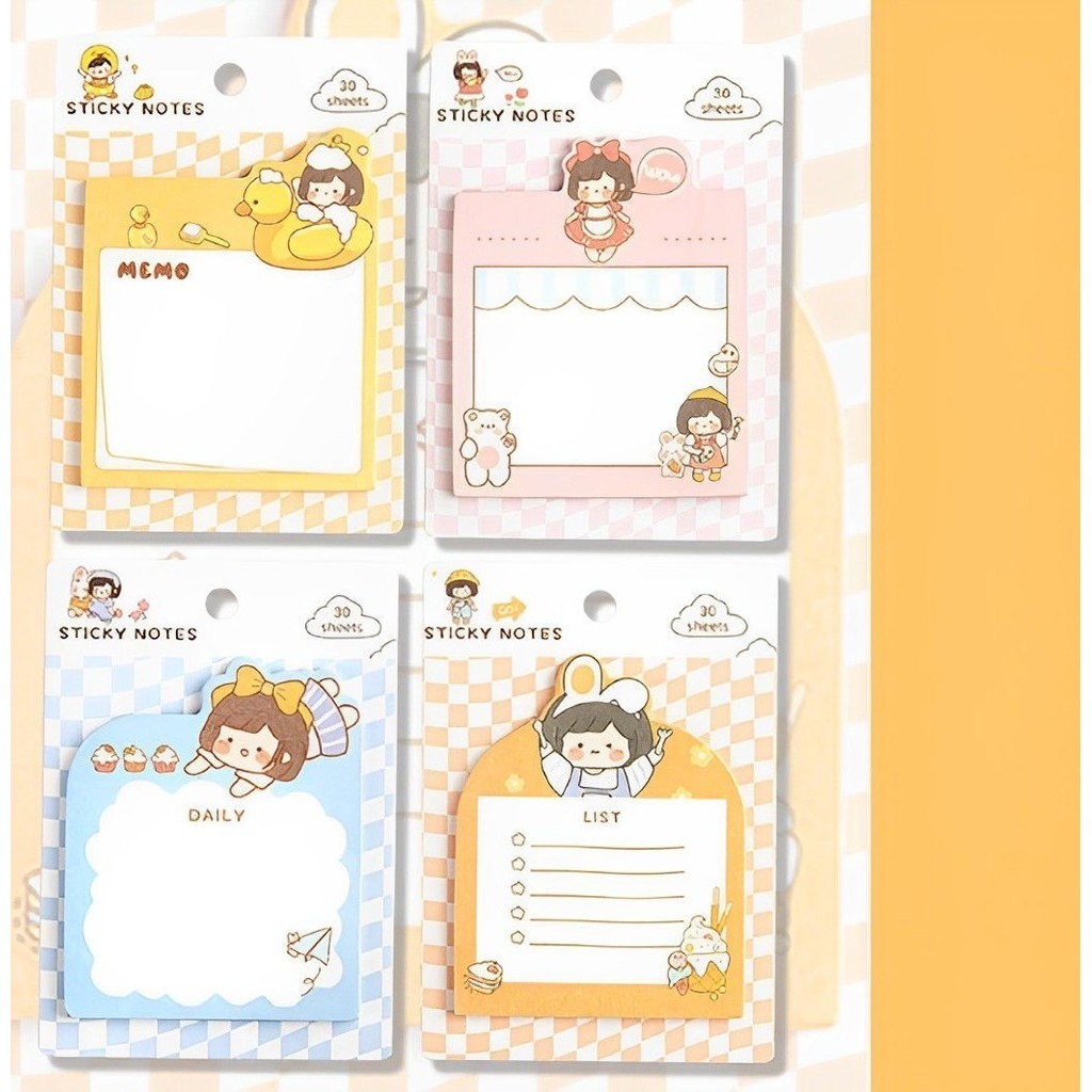 

Sticky Note Buku Memo Motif Karakter Lucu 1 Set Isi 4 Pack 200 Lembar