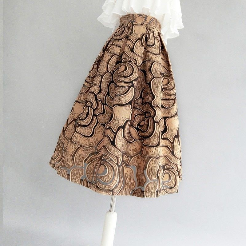 New retro half body fluffy skirt pocket half body skirt for women