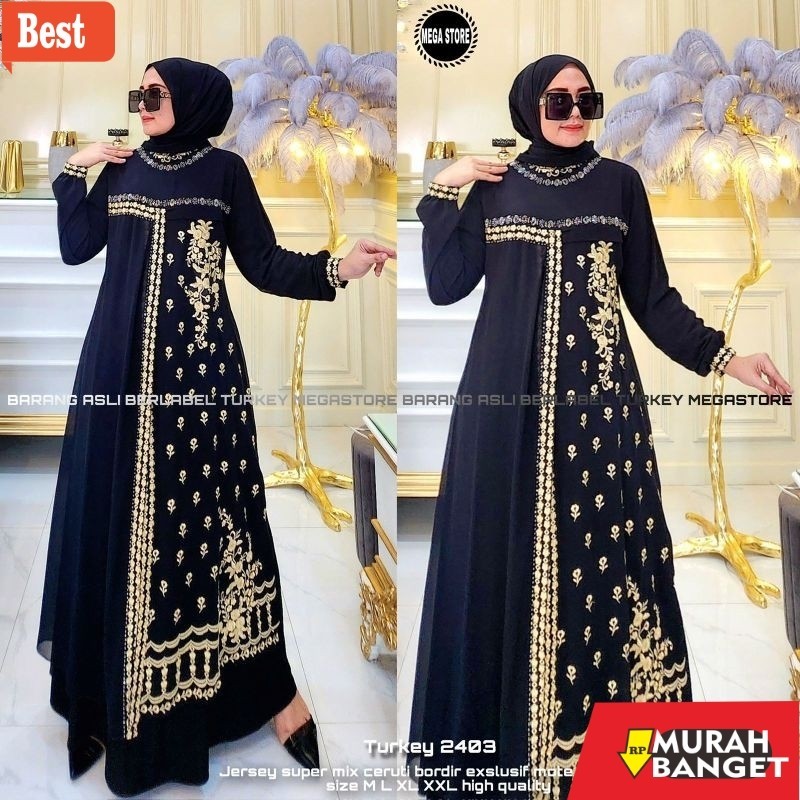 Abaya Turki Kekinian Gamis Turkey 2403 Dress Busana Muslimah By Original Mega Store