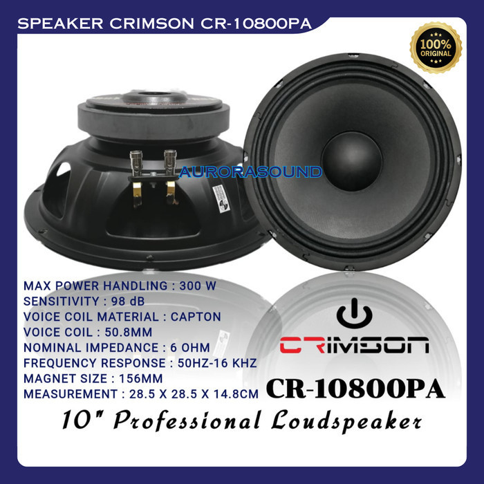 Distributor Speaker Komponen CRIMSON CR-10800 PA 10 INCH 10 IN 10" CR10800PA ORIGINAL