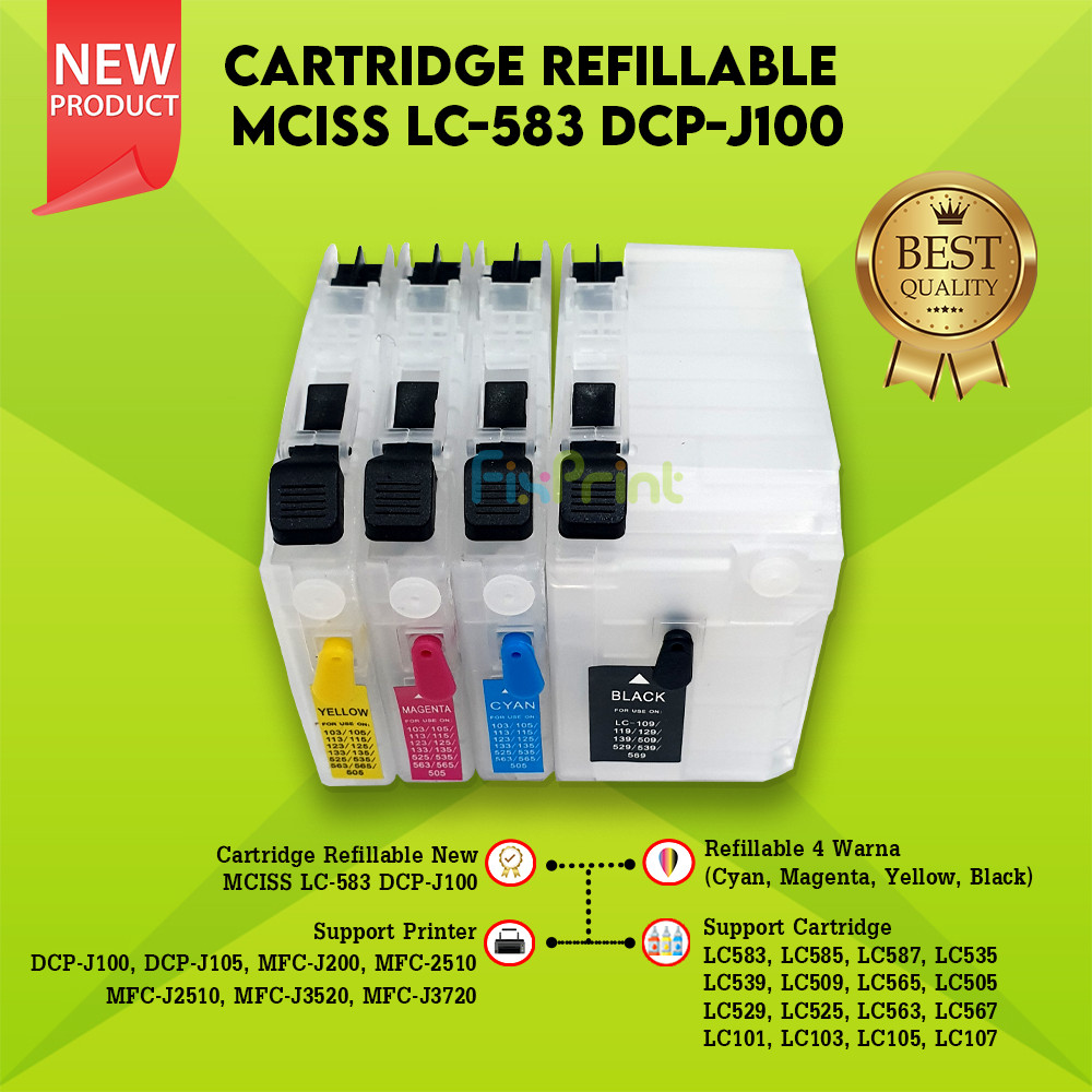 Cartridge Tinta MCISS LC583 Refillable MFC-J2510 J3520 J3720