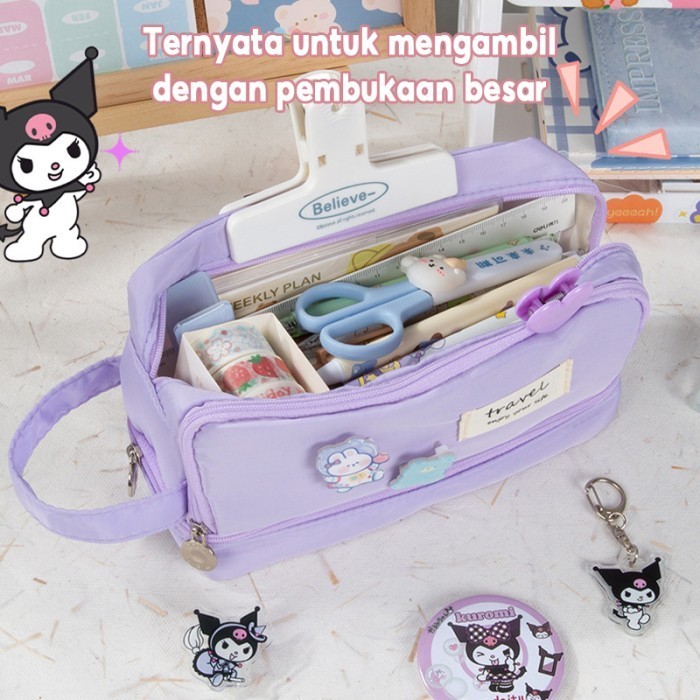 

✨LARIS✨ -Tempat Pensil / Kotak Alat Tulis Berkapasitas Besar / Pencil Bag - Ungu