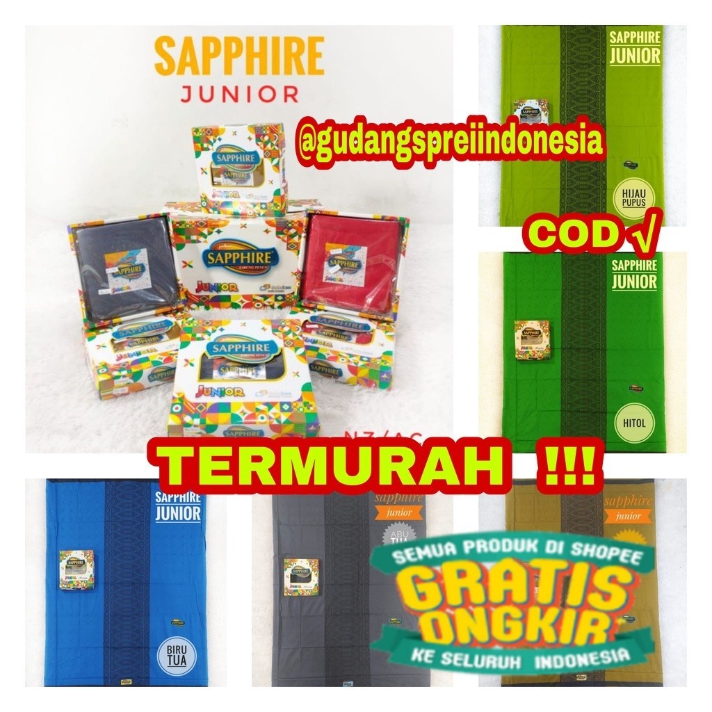 SARUNG SAPPHIRE JUNIOR / SAFIR ANAK/ hitam kuning hijau