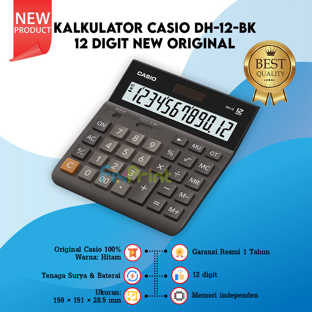 

Calculator Casio DH-12 BK White 12 Dits Kalkulator Desktop Orinal