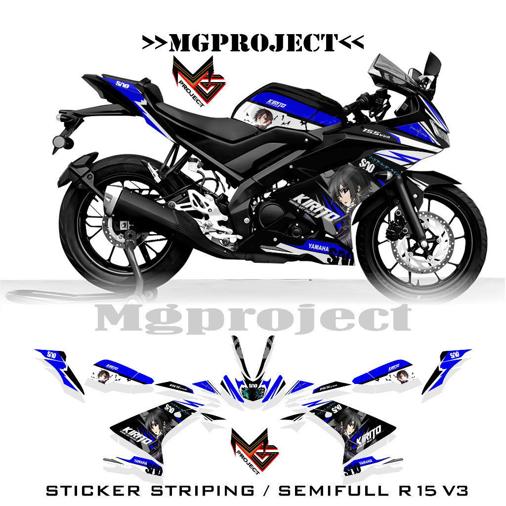 r15 v3 sku 13, stiping yamaha r15 v3 anime kirito, stiker r15 semifullbody