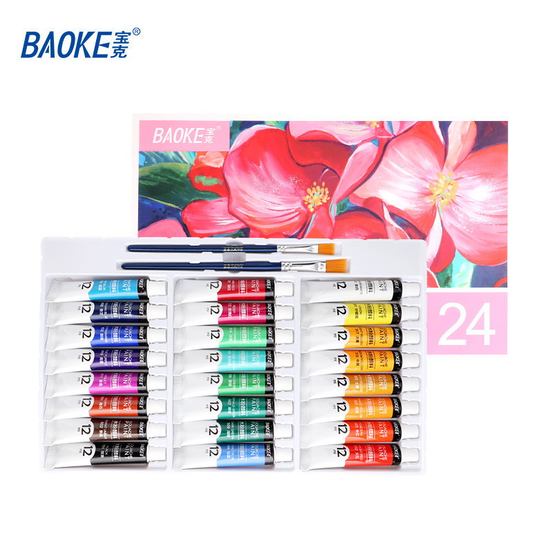 

Baoke Gouache Paint Set / Cat Air Guas Set 12 ML 12/18/24 Warna Bersertifikat Aman Gratis Kuas WP802