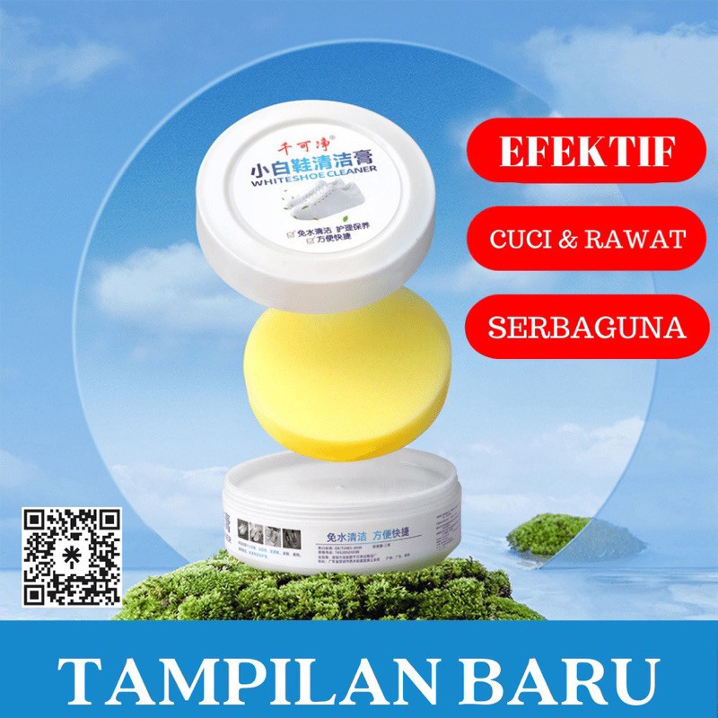 SH Krim Pembersih Sepatu + Spons / Krim Pemutih Sepatu / SABUN SEPATU / ALAT Pembersih Sepatu Bulat 