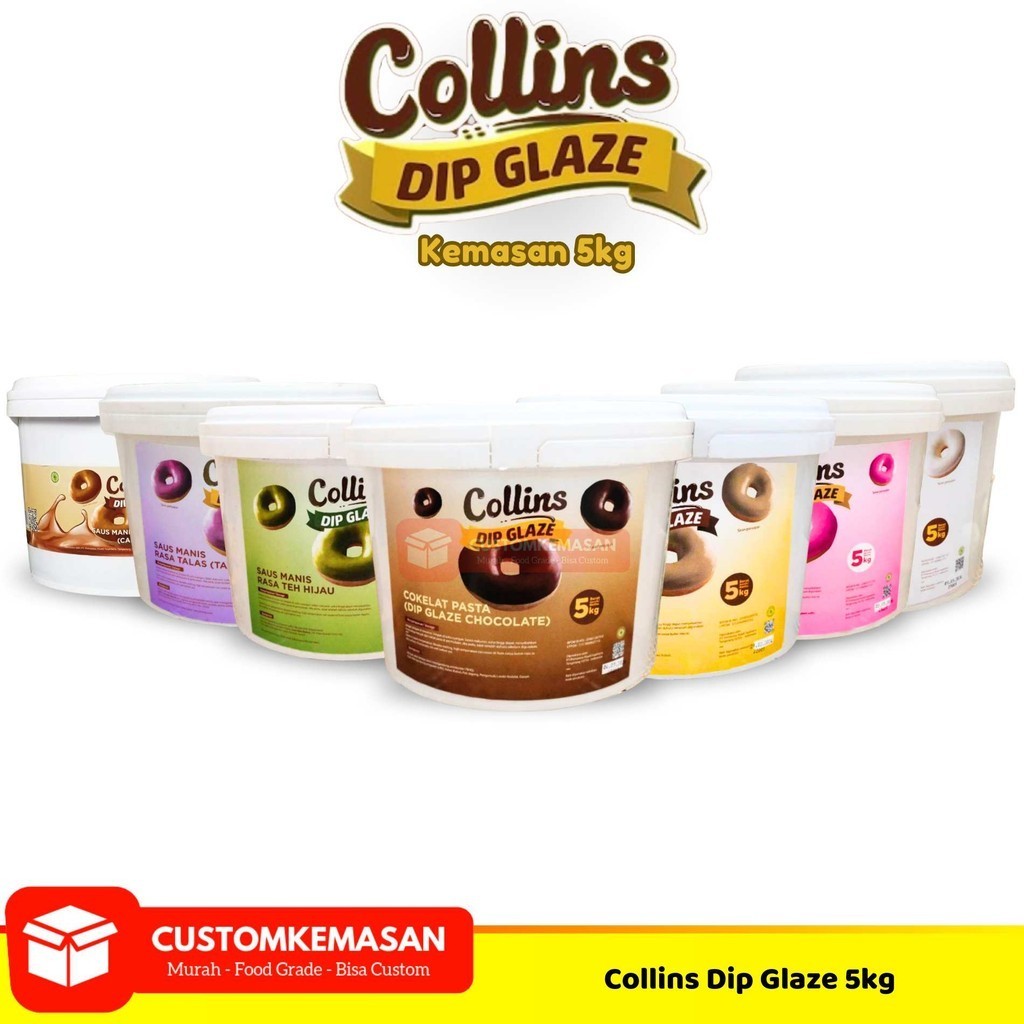 

Collins Dip Glaze 5 kg / Dip Glaze / Dip Glaze Collins / Toping Donat / Toping Es kulkul /Toping Roti bakar / Toping Kue