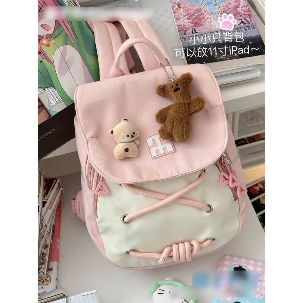 【Ready】Tas bahu mini gadis imut versi Korea wanita dari ransel mini segar ransel mini serbaguna port