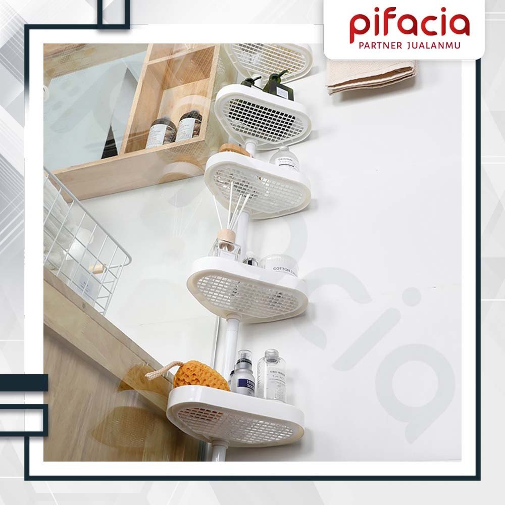 Rak Toilet Susun Sudut Tiang Kamar Mandi Tempat Sabun Rack Organizer Multifungsi