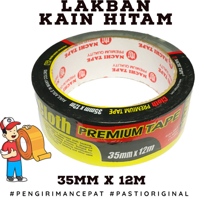 

Lakban Kain Hitam Nachi 1.5 inch 35mm 12M / Cloth Nachi HITAM PER 1ROL