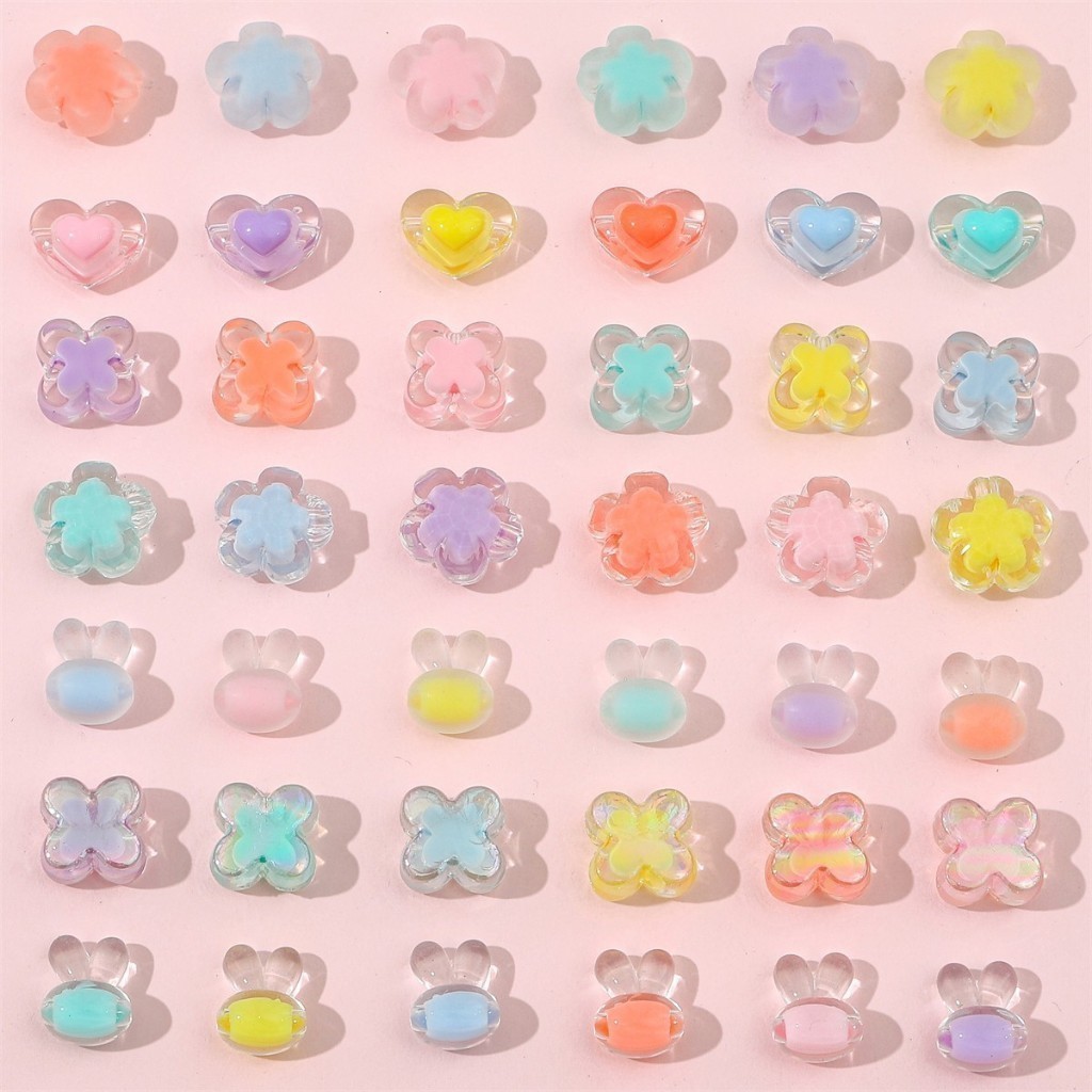 HIASAN MANIK MANIK PERMATA [40pcs] Manik Manik Kristal Ice Mote Manik Bulat Love Dove Lucu Bahan Mer
