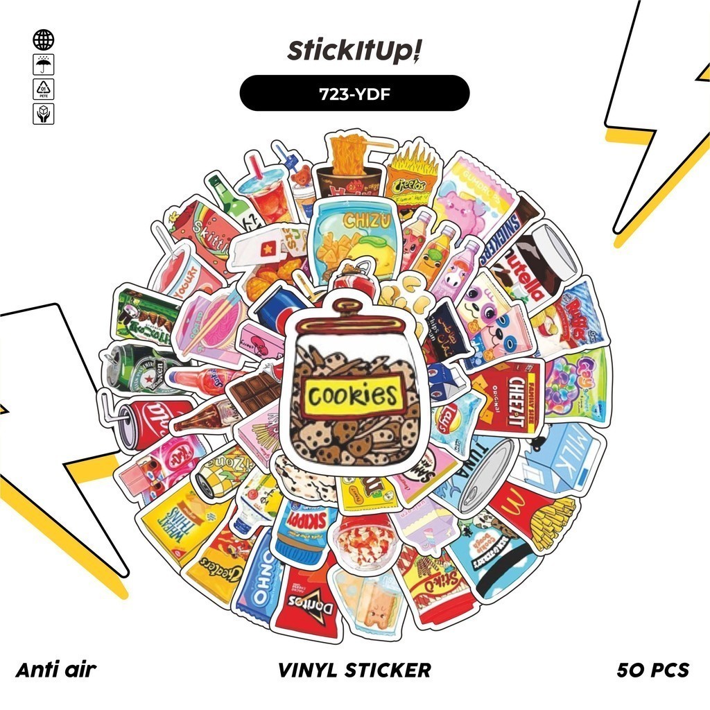 

COD✨ 100 Pcs Stiker Yummy Delicious Food Lucu Anti Air Untuk Dekorasi Notebook Sepeda Skateboard Handphone DIY