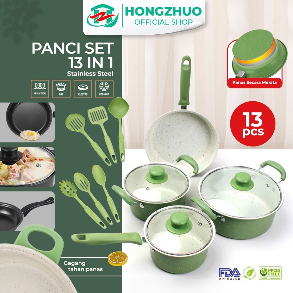 Panci Set Wajan Penggorengan Spatula Set Isi 13Pcs 1 Set Frypan Saucepan